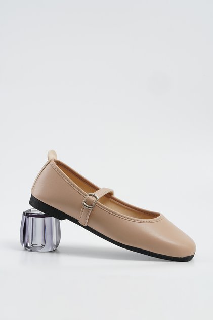 Women's Mink Leather Daily Buckle Low Heeled Comfortable Ballerinas Byndmrj01