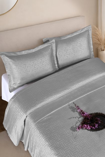 Hermira Jacquard Double Modern Bedspread Set 3 Pieces 240X250Cm (Grey)