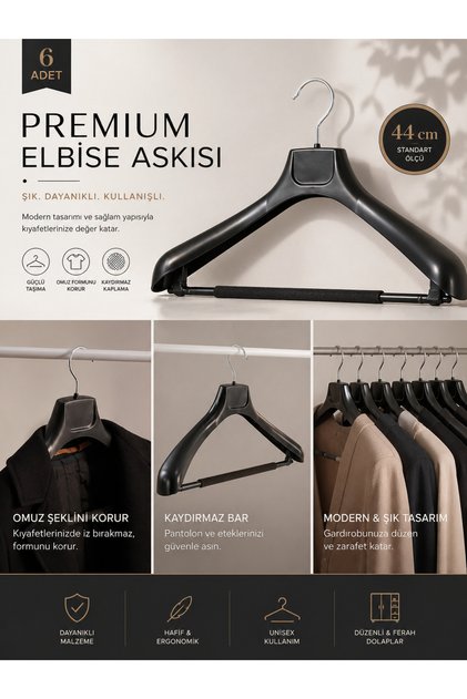 6 Adet Takım Elbise Tişört Pantolon kaymaz Süngeri Askı