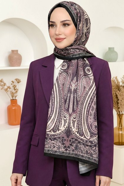 Women's Powder Shawl Patterned Organic Cotton Soft Shawl
