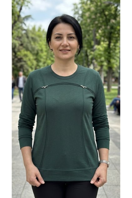 New Season Sports Combed Cotton Blouse with Ribbed Sleeves and Bottom