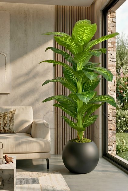 Difenbahya Yapay Ağaç 160 Cm Siyah Küre Saksılı