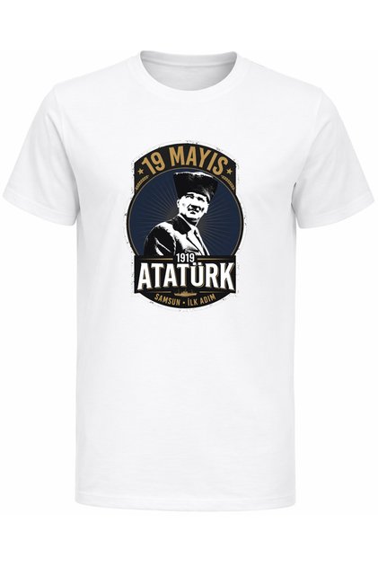 Samsun First Step Round Printed 19 May Ataturk Printed Cotton T-Shirt