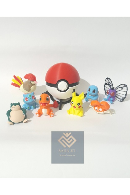 Ash'in ilk 8 pokemonu ve 1 adet stantlı poke topu