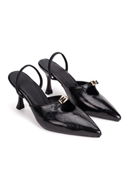 elvinshoes Lily kadın kahverengi topuklu mule terlik - Fiyatı