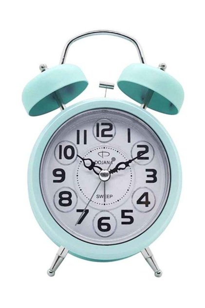Round Analog Alarm Clock Blue/White/Silver