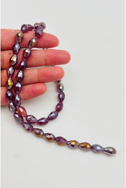 Janjanlı Burgundy Color 8X11 cm Drop Model Crystal Beads 1 String