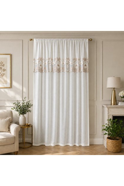 Fleur Colored Linen Look Tulle Curtain Ecru (Measurements Width X Length)