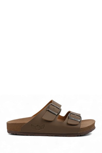 Flysoft S903.002 İncim Men's Double Buckle Orthopedic Slippers Mink