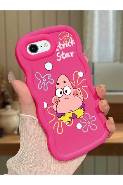 iPhone Se 2022 Compatible Shockproof Simple Red Silicone Phone Case Spongebob Pattern