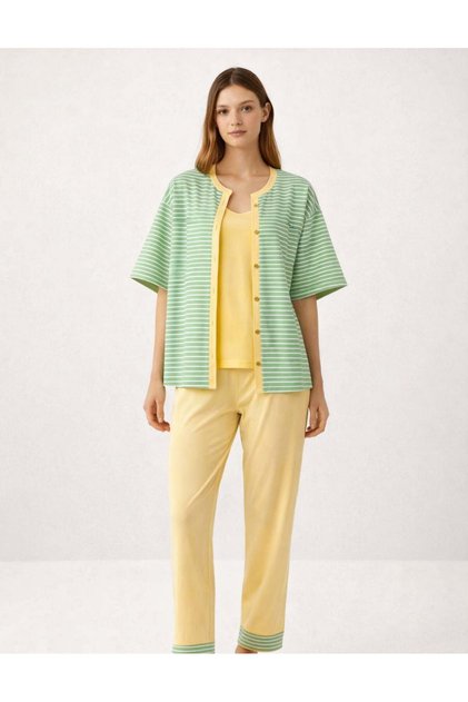 Terra Kadın Yeşil Pijama Takımı 3'lü Set