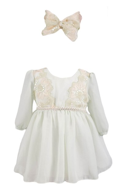 Rochita botez fetite, model Stylish Baby, culoare verde fistic
