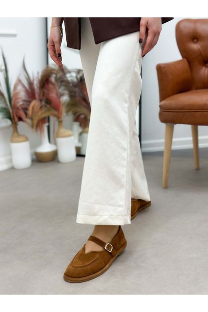 Tan Genuine Leather (Roger) V-Cut Women's Shoes