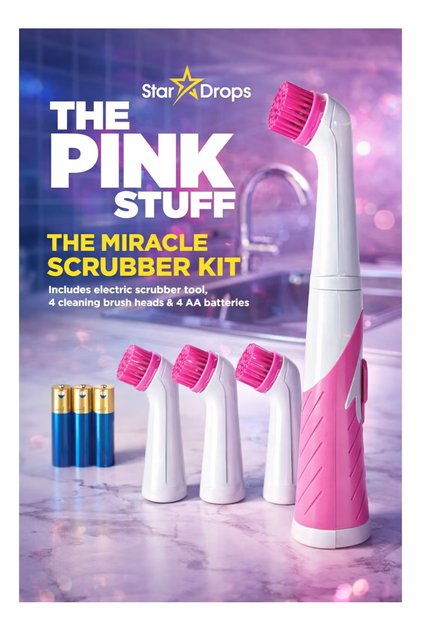 Electric Cleaning Brush Kit – Multi-Use Power Scrubber with 4 Replaceable Heads, Powerful Battery Operated Cleaning Brush