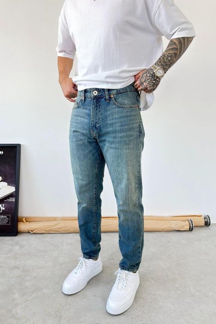 Antique Blue Basic Boyfriend Pants