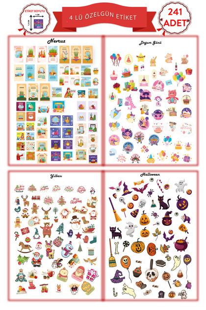 Special Occasions Sticker Label 1 Nevruz, Birthday, Christmas Hallowen
