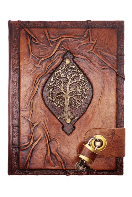 Ağaç Figürlü Asma Kilitli Deri Defter