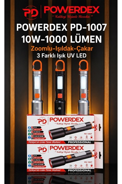 powerdex Pd-1007 10W-1000 Lümen Zoomlu, Işıldak & Çalar 3 Farkı