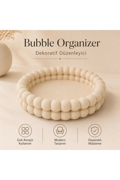 Bubble Organizer Dekoratif Düzenleyici 16 cm Çok Amaçlı Makyaj Organizeri Anahtarlık ve Mum Altlığı