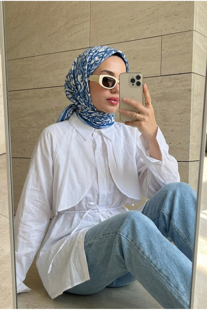 قميص نسائي بتفاصيل عباءة وحزام
