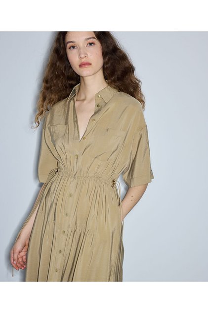 Adjustable Waist Shirt Dress