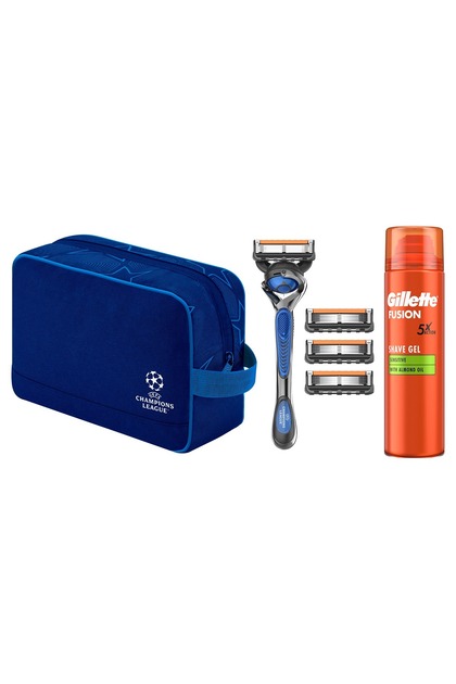 Set cadou ProGlide UEFA Champions League, aparat de ras + 4 rezerve + gel de ras Fusion + t