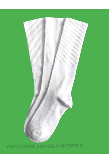 3 Pairs Unisex Plain White Knee Socks