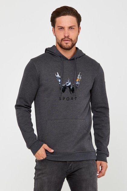 Men's Sweat Printed Hoodie Anthracite