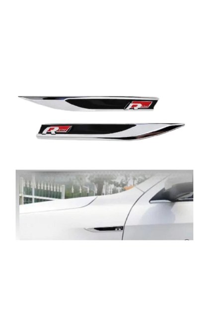 R Line Mudguard Metal Blade Logo Golf Jetta Passat Polo 2 قطعة