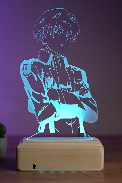 Modiwa Design Captain Leviackerman Anime 16 Renk Gece Lambası