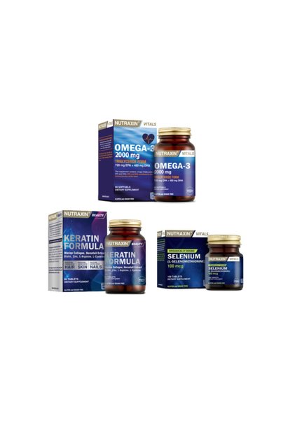 Omega 3 2000 Mg 60 Capsules + Selenium 100 Mcg 100 Tablets + Keratin Formula 60 Tablets