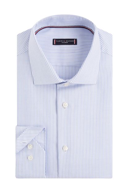 Tommy Hilfiger Erkek Mavi Gömlek Stripe Flex Collar Slim Shirt TT0TT06515 - 5