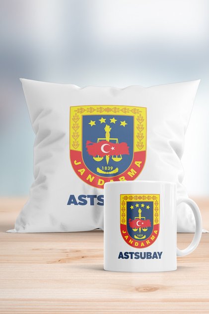 Jandarma Astsubay Baskılı Yastık Ve Kupa Seti