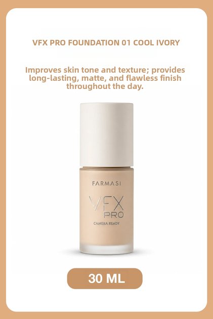 Vfx Pro Full Coverage Matte Foundation – 01 Cool Ivory | Long-Lasting, Natural Finish