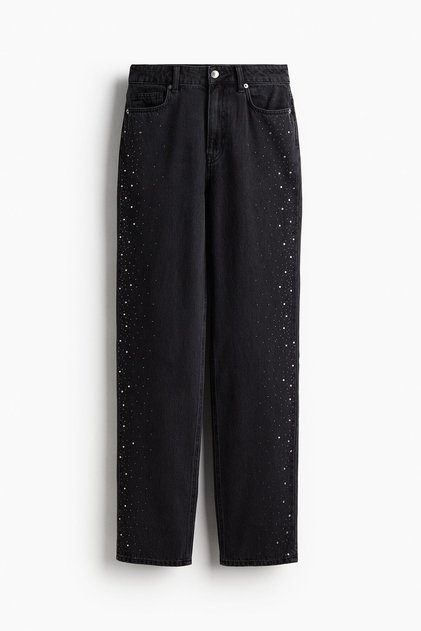 Suni Elmas İşlemeli Kot Pantolon