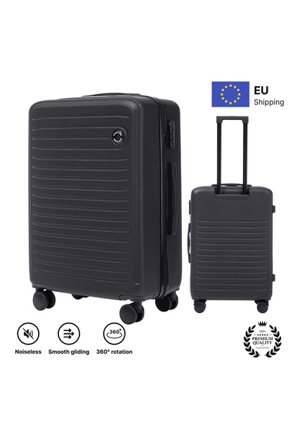 Valiză medie WINGS COOT 24" din ABS neagră, cu roți la 360° și încuietoare TSA