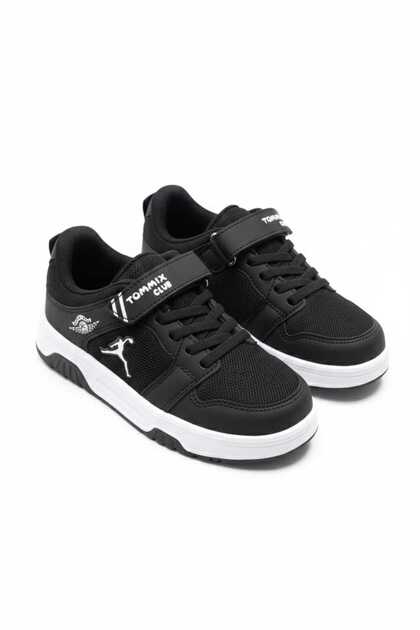 Black and White Children's Orthopedic Velcro and Lace-Up Sports Shoes