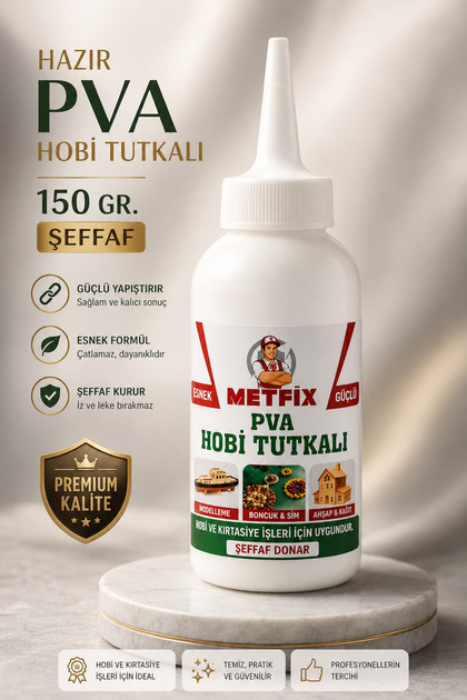 Şeffaf Hazır PVA Hobi Tutkalı 150 Gram Ahşap Karton Kumaş Kağıt Uygulama Maket Yapıştırıcısı