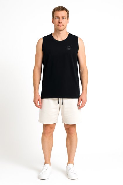 Men's Monaco Regular Cut O-Neck Ribbed Basic Single Jersey Combed Cotton Undershirt Black