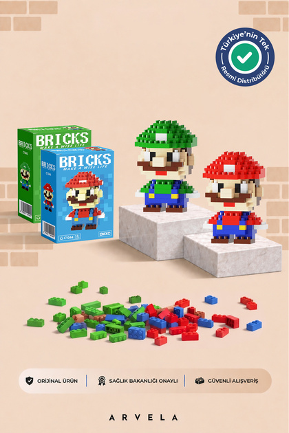 Mini Block Toy Figure Set of 2 – Super Mario and Luigi | Micro Block Collection Set