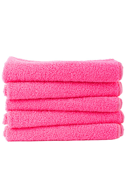 5-Piece Pink 40X40 cm Microfiber Kitchen and General Cleaning Cloth, Micro Fiber Cloth - Glass, Car