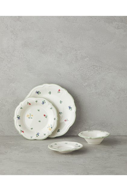 Fiorellino Porcelain 8-Piece Breakfast Set for 2 People Green-Yellow-Pink-Blue