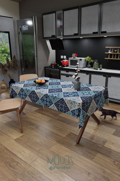 Ramadan Islamic Square Patterned Suede Fabric Carefree Tablecloth Square and Rectangular Ramadan