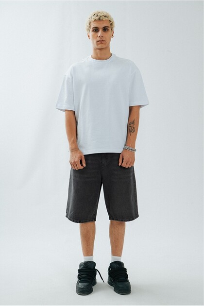 UKHWD SUPPLY Koyu Gri Baggy Jean Erkek Şort Jorts - Fiyatı, Yorumları