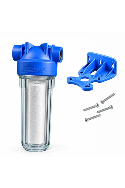 10" transparent RO Pre-Filter Housing Kit–PP Sediment Case with Wall Mount Bracket for Home&Kitchen