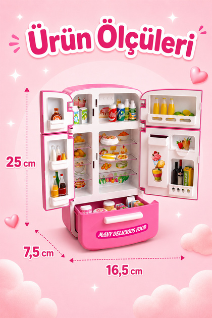 Ogi Mogi Toys Işıklı ve Sesli Çok Kapılı Buzdolabı – 11 Aksesuarlı