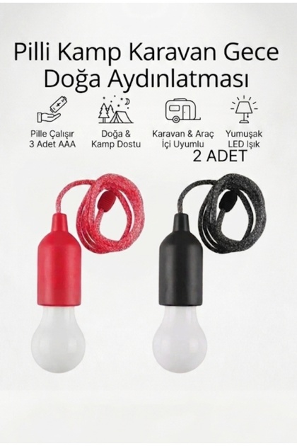 Kamp Karavan Çadır Renkli Pille Çalışan Çek Yak Ampül Işıldak Lamba 1 Adet