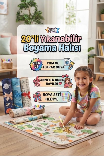 20Pcs 20X30 Educational Washable Reusable Paintable Children's Room Play Mat Painting Carpet Paint Pen Set Gift