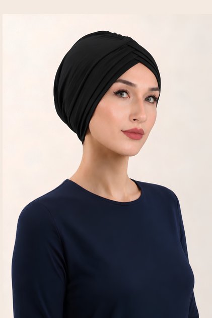 Black Cross 3-Stripes Hijab Cap ◆ Anti-Slip Design ◆ Daily and Long-Term Use