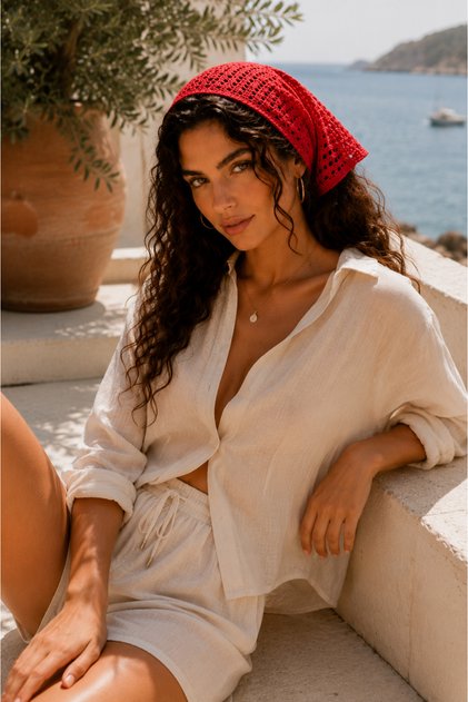 Women's Summer Knitwear Bandana Mesh Knitted Hole Hair Bandana Beach Vacation Festival Daily City Combination